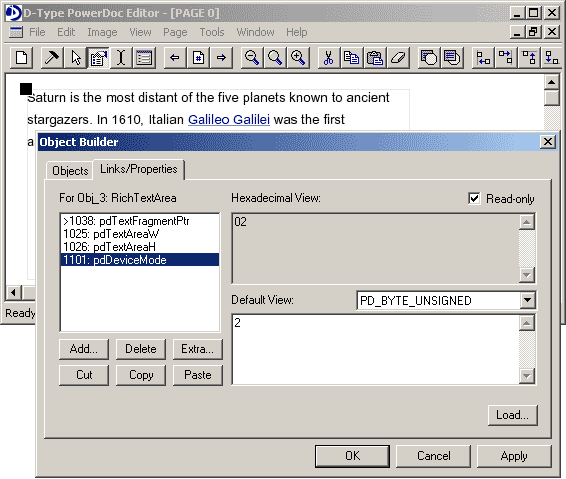 Object Builder dialog box