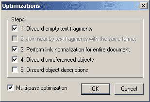 Optimizations dialog box