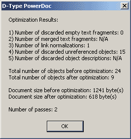 Optimization Results dialog box